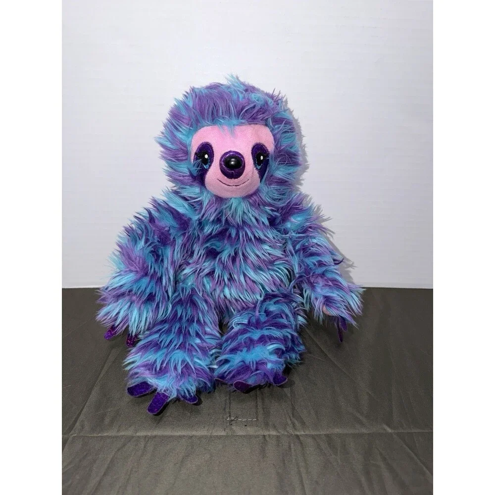 EUC Build A Bear Plush Lot Puppy Dog & Colorful Sloth Stuffed Animal Bundle BAB